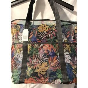 Lot of 8 Mesh Beach Tote Bags Tropical Leaf Large Travel Pool Shopping NWT